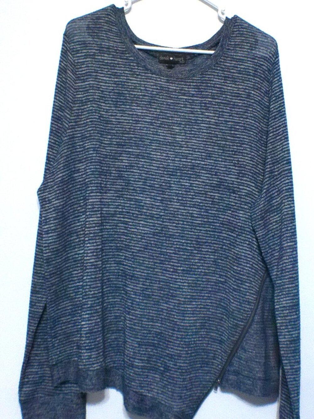 Derek Heart Plus Sweater Women’s 3X Blue Space Dye Knit Long Sleeve Hi Low Hem